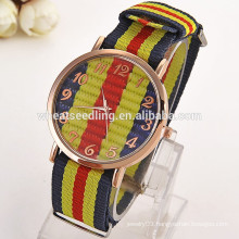 2016hot trendy colorful fabric strap promotion cool geneva men watch
